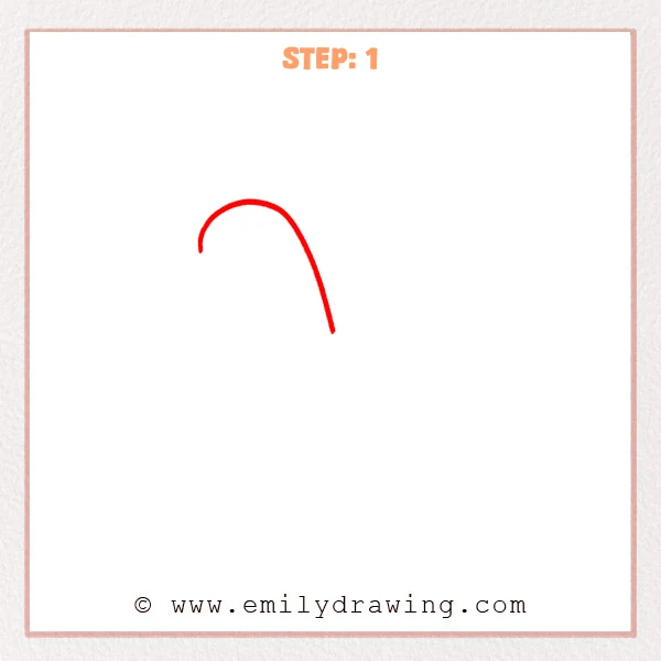 how to draw a bubble letter v - A first curved stroke is drawn to start the outer outline of a bubble letter V.